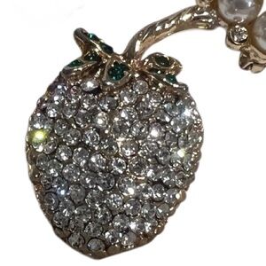Vintage Silver & Gold Crystal Apple Brooch